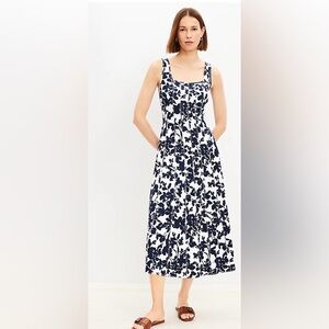 LOFT NWT DRESS Forget Me Not Ponte Seamed Flare Midi Dress size 16 Floral Print